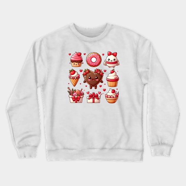 Valentine's Cartoon Delights Crewneck Sweatshirt by ragil_studio